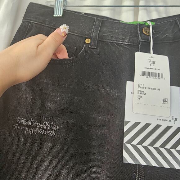 NWT Free People X Sandrine Rose Wide Leg Curve Jean Black baggy size 30 charbon - Picture 7 of 12